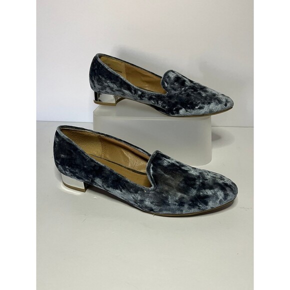Womens Report Blue velvet loafer with silver heel size 8 - Picture 1 of 4
